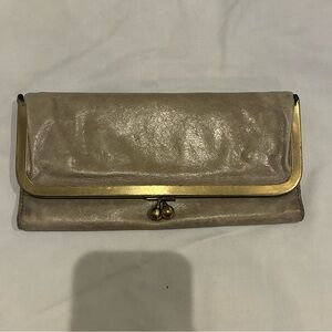 HOBO Bronze Wash Grey Taupe Folded Wallet